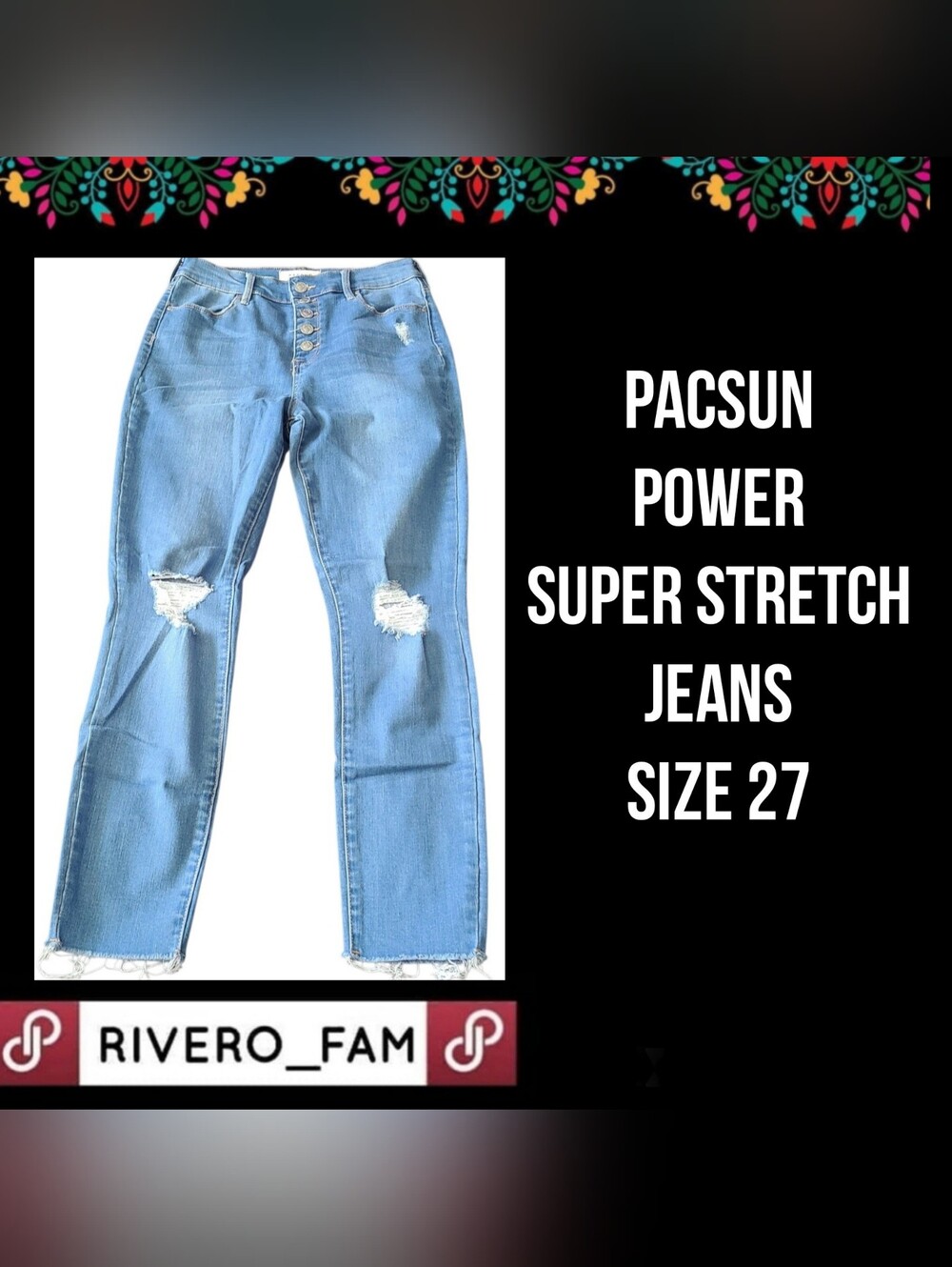 PACSUN | POWER SUPER STRETCH JEANS | SIZE 27